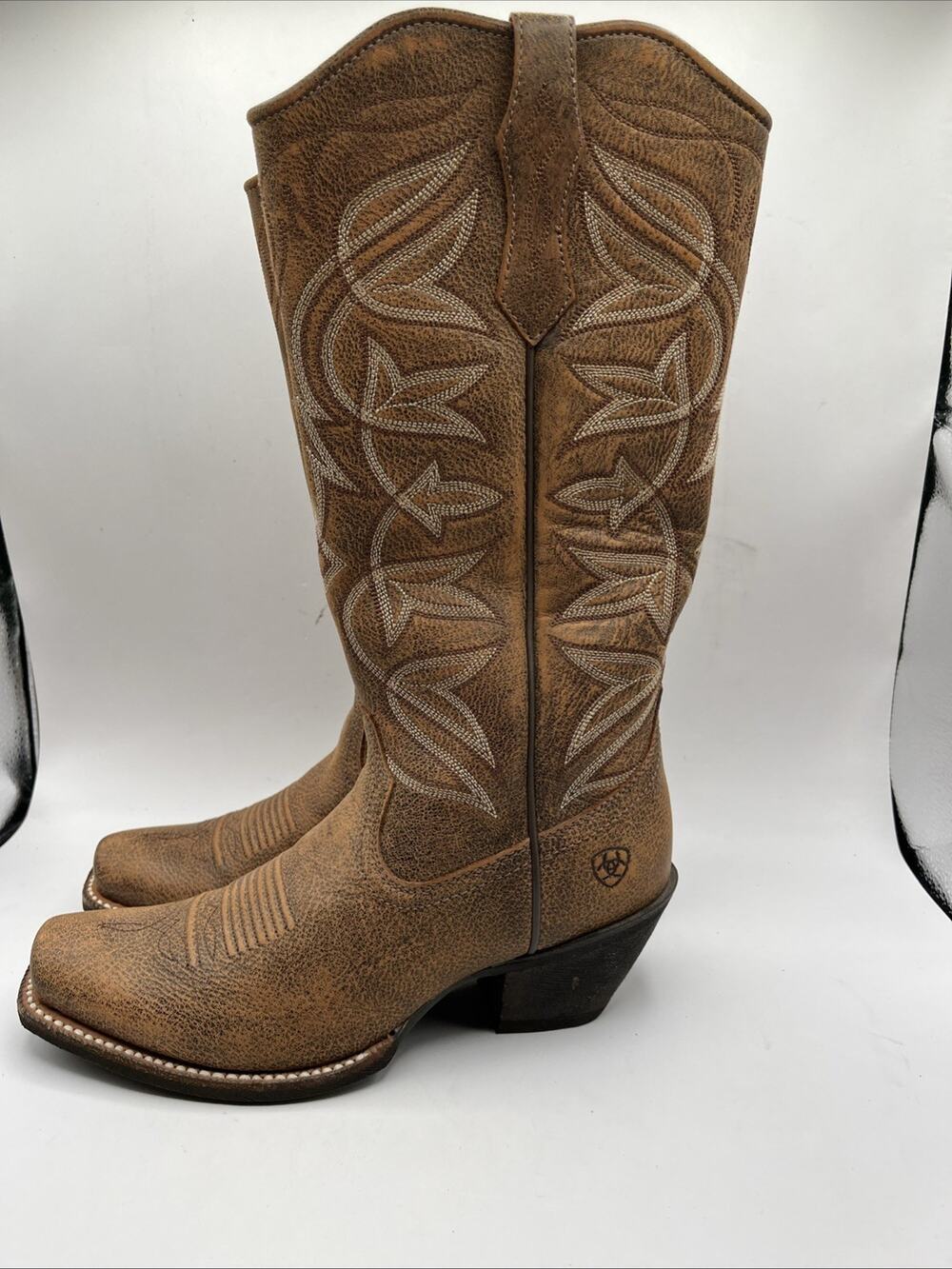 ARIAT BOMBER SHERIDAN COWGIRL BOOTS Brown Full Grain Leather Embroidered Sz 6 C